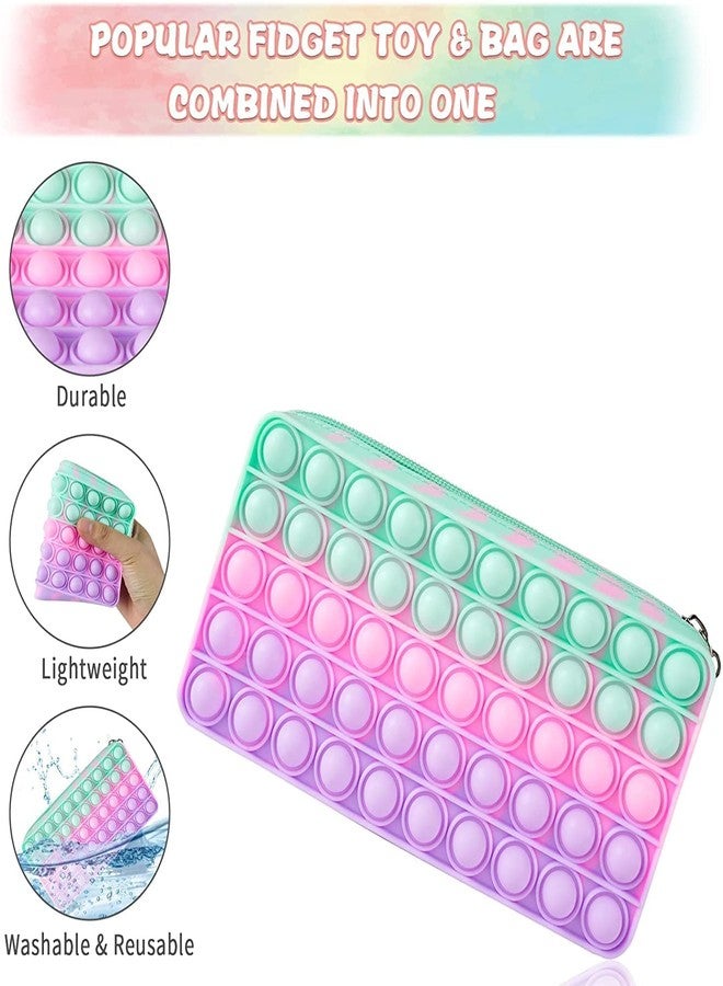 Pancikaa Pop It Pouches/Pencil Case/Stationery Storage Bag with Large Capacity, Pop Bubble School Stationery Organizer - Assorted Color - Image 2